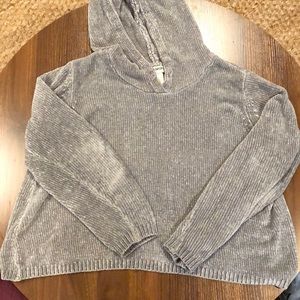 Cropped grey cotton hoodie